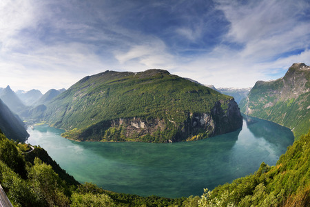 Geirangerfjord, Norway - Juny 13, 2014: view of the bay Geirangerfjordの写真素材