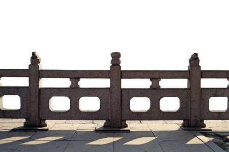 handcrafted stone railings, isolated on White backgroundの写真素材