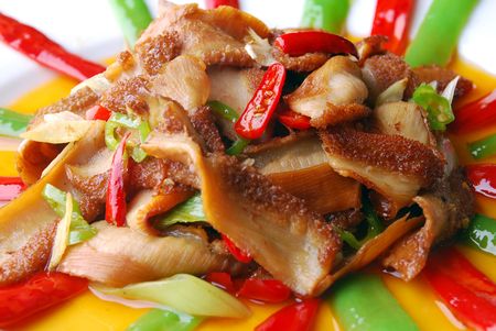 china delicious food--chili fried pig stomachの写真素材