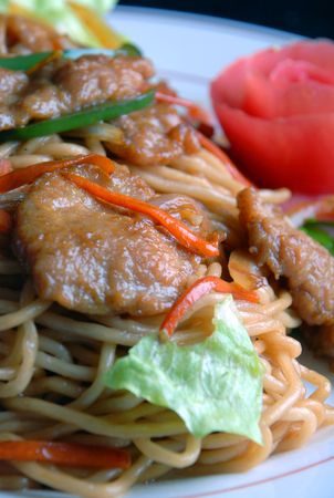 china delicious foodâpork and noodlesの写真素材