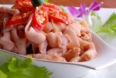 china delicious food--chili fried duck Intestineの写真素材