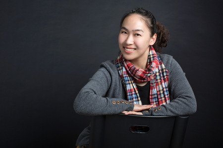 happy beautiful chinese womanの写真素材