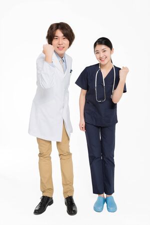 in the hospital, there are two professional medical expertsの写真素材