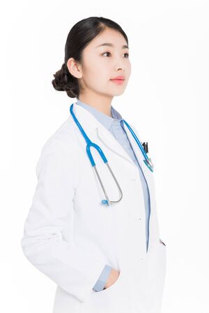 Female doctor in surgical gownの写真素材