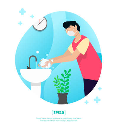 Flat Illustration, world handwashing day, can be used for web, app, print, infographic, etcのイラスト素材