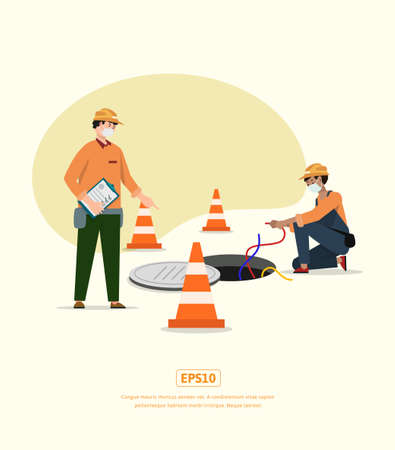 Flat Illustration, Server Error, Server Maintenance, can be used for web, app, infographic, etcのイラスト素材