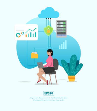 Flat Illustration, Server Error, Server Maintenance, can be used for web, app, infographic, etcのイラスト素材