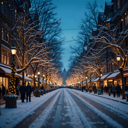 Beautiful Christmas street in the old town of Tallinn, Estoniaの素材