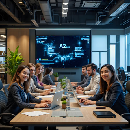 Group of business people working together in modern office. Teamwork concept.の素材