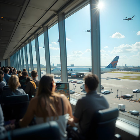 Passengers in Frankfurt Airport. Frankfurt Airport is the main international airport of Germany.の素材