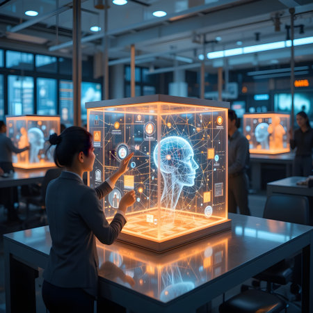 Artificial intelligence (AI) and machine learning concept. 3d renderingの素材