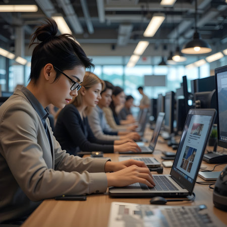 Young Asian businesswoman working on computer in office. Business people and technology concept.の素材