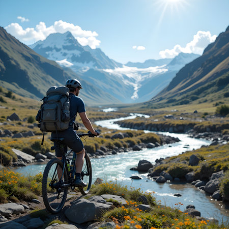 Mountain biking in the Cordillera Huayhuash, Peruの素材