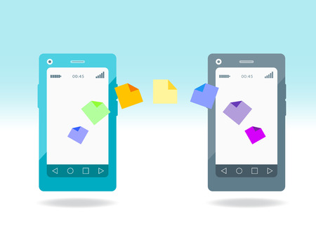 Smartphone while transfer dataのイラスト素材