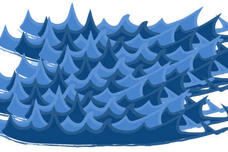 Sea wave vector. Waves are light and dark blue. It is isolated on the white background.のイラスト素材