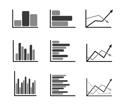 Set of graph icon. Vector illustration in grey color. Isolated on white background.のイラスト素材