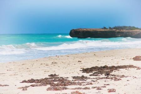 Varadero beach with tyrquis sea and atlantic ocean. There is clear sandy beach. It is situated in Cuba, Carribean, There is summer time.の写真素材