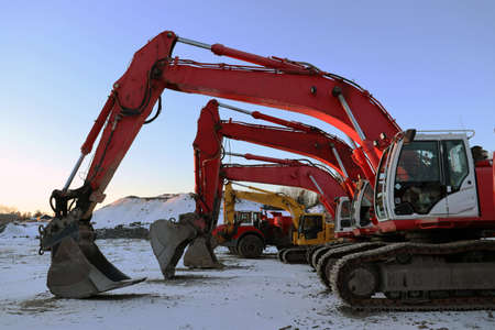Excavators ready to start construction.の写真素材