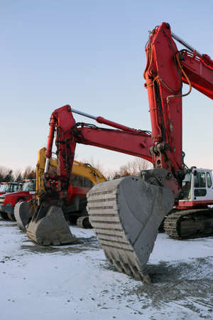 Excavators ready to start construction.の写真素材