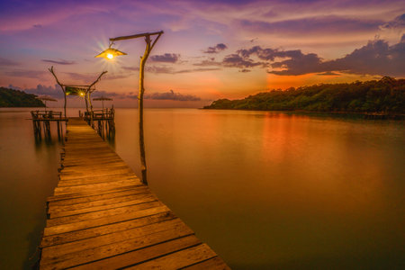 Sunset sky at island beach in Thailandの写真素材