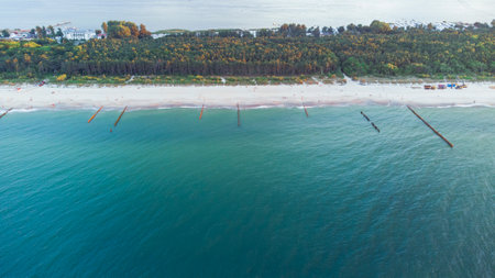 Beautiful seashore seen from the skyの写真素材