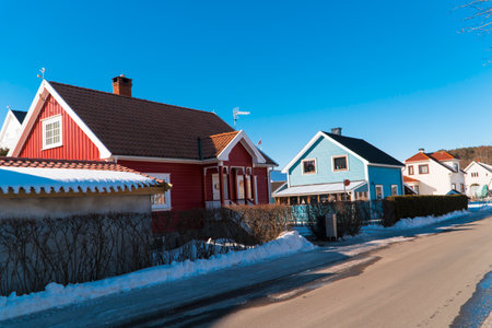 climatic colorful Norway's houses at the dayの写真素材