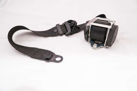 car seat belt at white backgroundの写真素材
