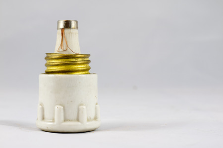 Old electric fuses on white isolated backgroundの写真素材