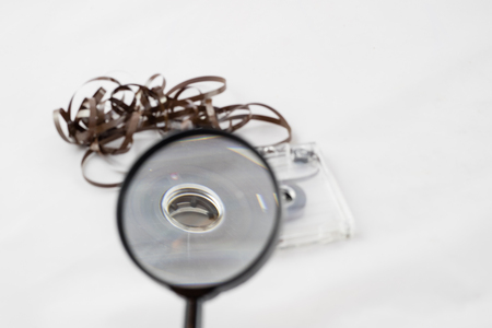 Cassette tape player, 70's, isolated on white backgroundの写真素材