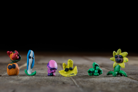 Plasticine man with fairy tales for children. black backgroundの写真素材