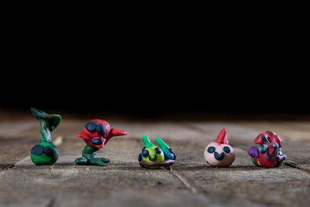 Plasticine man with fairy tales for children. black backgroundの写真素材