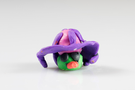 Plasticine figures, children's play, fairy-tale characters, white backgroundの写真素材