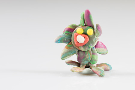 Plasticine figures, children's play, fairy-tale characters, white backgroundの写真素材