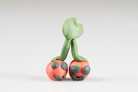 Plasticine figures, children's play, fairy-tale characters, white backgroundの写真素材