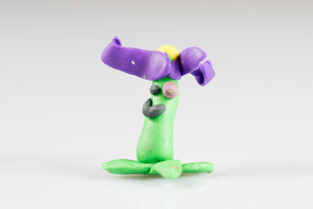 Plasticine figures, children's play, fairy-tale characters, white backgroundの写真素材