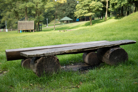 Leisure gazebo in the forest and garden. Season of autumn. September Month.