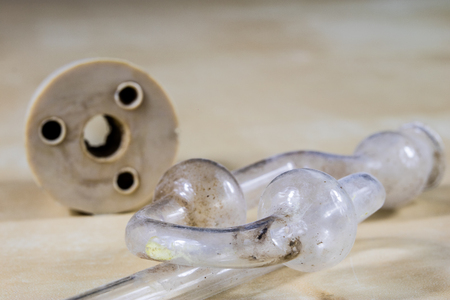 Accessories for home-made wine and alcohol products. Dirty fermentation tube for the fermented wine tank.の写真素材