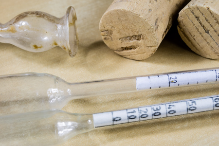 Accessories for home-made wine and alcohol products. Dirty fermentation tube for the fermented wine tank.の写真素材