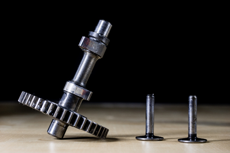 Crankshaft, piston and other parts of the internal combustion engine. Disassembled single-piston...