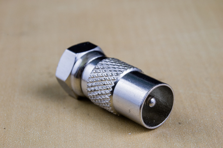 F-type connector in the enlargement. Accessories used for the installation of cable television....