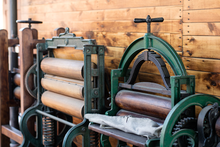 Old mangle for housework. Devices that facilitate housework in an old house. Season of the spring.の写真素材