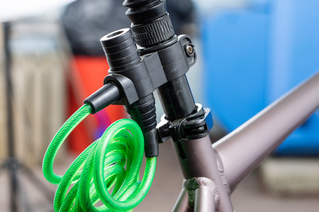 Bicycle accessories in a larger size. Bicycle for tourist and trekking. Light background.の写真素材