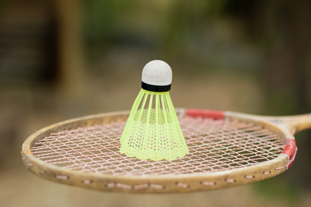 Badminton accessories. A set for fun and games outdoors. Season of the summer.の写真素材