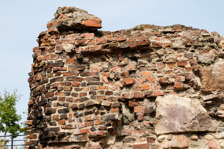 Old medieval city walls. Historic destroyed walls in central europe. Season - summer.の写真素材