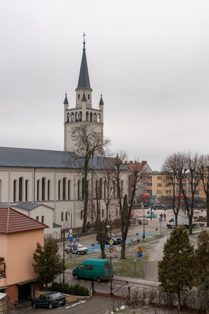 BytÃ³w, pomorskie / Poland - February, 05, 2019: City of BytÃ³w, Roman Catholic Church of the Holy Trinity St. Catherine of Alexandria and Saint. John the Baptist. Season winter.のeditorial素材