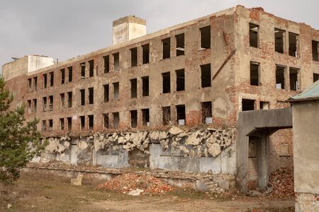 Borne Sulinowo, zachodniopomorskie / Poland - March, 21, 2019: Ruins of old granaries in Western Pomerania in Poland. The place of organization of military meetings. Season of the spring.のeditorial素材