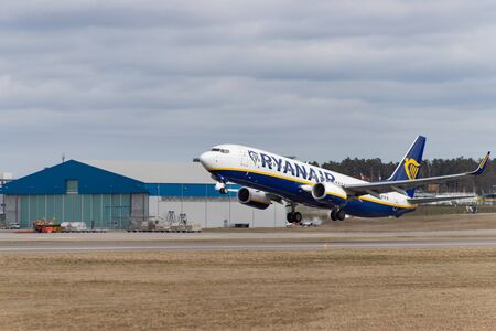 Gdansk, pomorskie / Poland - March, 27, 2019:. The airport in Gdansk. Runway and planes at the airport. Season of the spring.のeditorial素材