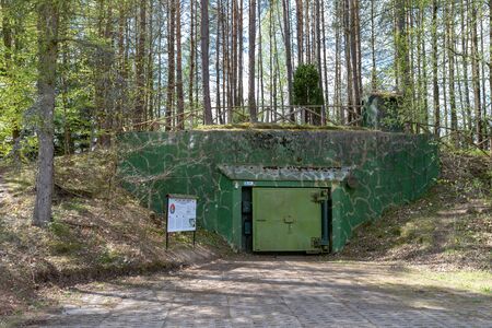 Dobrowo, zachodniopomorskie / Poland - May, 7, 2019: Bunkers for storing nuclear ammunition. Old fortifications of the Russian army in Central Europe. Season of the spring.のeditorial素材