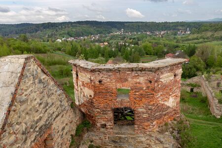 Zagorz, podkarpackie / Poland - April, 29, 2019: Ruined monastery in Central Europe. Ruins of the historic temple. Season of the spring.のeditorial素材