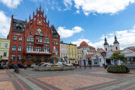 Chojnice, Pomorskie / Poland - May, 29, 2019: The old town is a small town in Central Europe. Center of a small town in Pomerania, Poland. Season of the spring.のeditorial素材